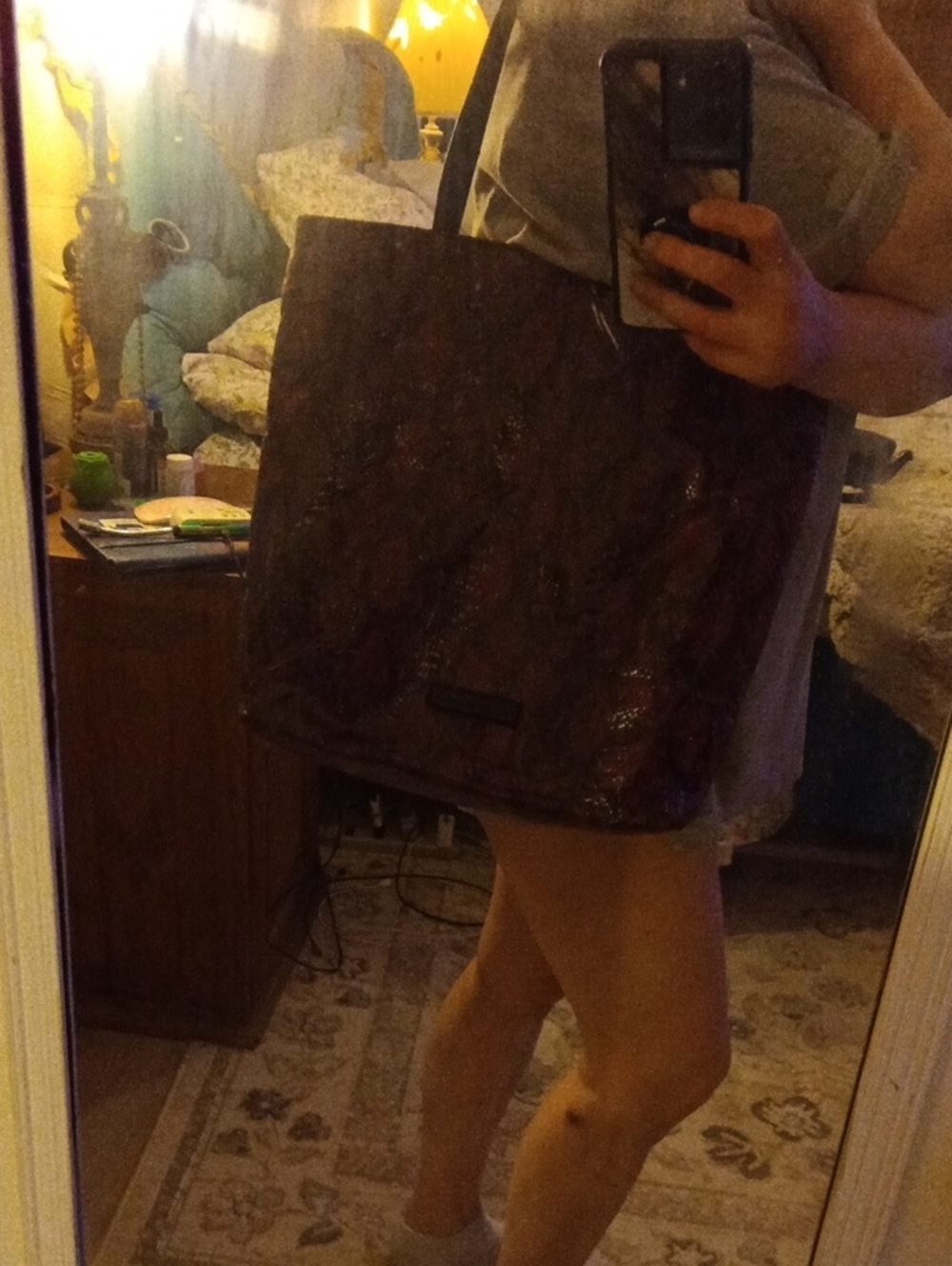BCBGeneration Brown Snakeskin-Effect Tote Bag